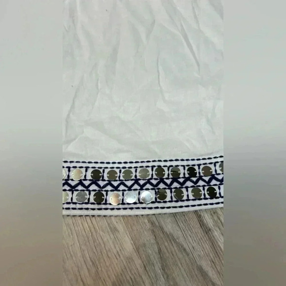 Tory Burch Tunic White  Embroidery Silver Mirror Bling Beachy NWT - Picture 14 of 14